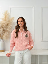 Malha Polo Trançada Rosa