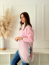 Malha Assimétrica c/ Renda Rosa