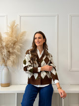 Cardigan Losangos Verde e Choco