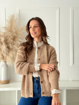 Cardigan Malha Taupe