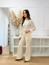 Calças Full Length Wide – Bege