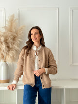 Cardigan Malha Taupe