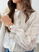 Blusa Floral Romântica com Folhos