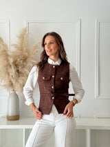 Colete Tweed Castanho