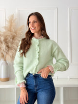 Cardigan Menta Botões Coração