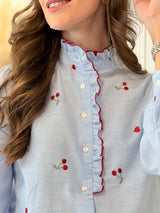 Camisa Riscas c/ Bordado Cerejas