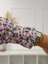 Blusa Floral Azul e Rosa