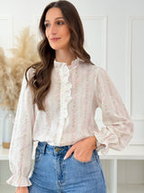 Blusa Floral Romântica com Folhos