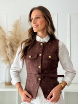 Colete Tweed Castanho