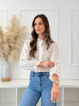 Blusa Floral Romântica com Folhos