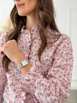 Blusa Floral Rosa e Laranja