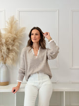 Camisola Botões Taupe