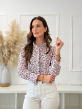 Blusa Floral Azul e Rosa