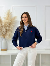 Casaco Malha Azul Coração