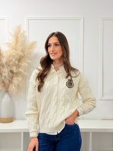 Malha Polo Trançada Bege