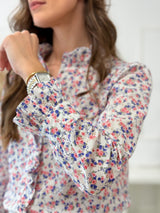 Blusa Floral Azul e Rosa