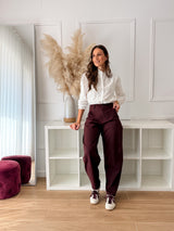 Calças Balloon Bordeaux