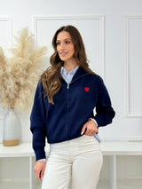 Casaco Malha Azul Coração