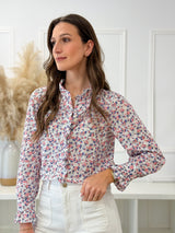 Blusa Floral Azul e Rosa