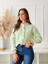 Cardigan Menta Botões Coração