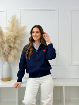 Casaco Malha Azul Coração