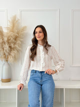 Blusa Floral Romântica com Folhos