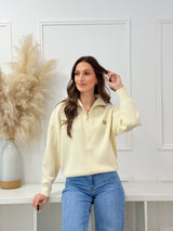 Casaco Malha Bege Coração