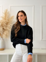 Malha Preta Efeito Camisa