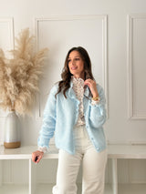 Cardigan Azul Botões Coração