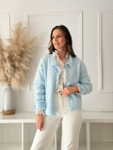 Cardigan Azul Botões Coração