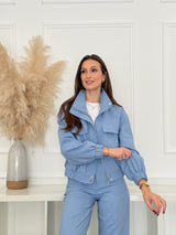 Casaco Elegante Soft Blue