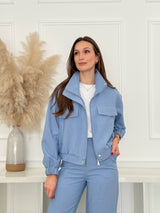 Casaco Elegante Soft Blue