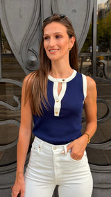 Top Malha Azul