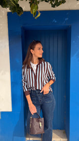 Cardigan Riscas Azul