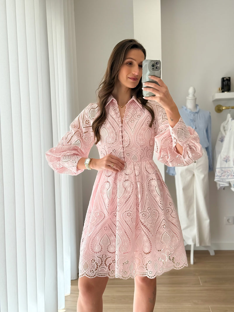 Vestido Bordado Rosa