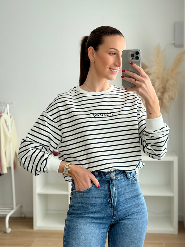 Sweat Riscas azul
