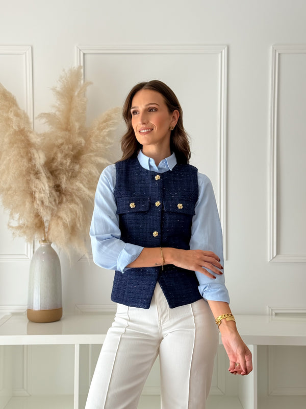 Colete Tweed Azul