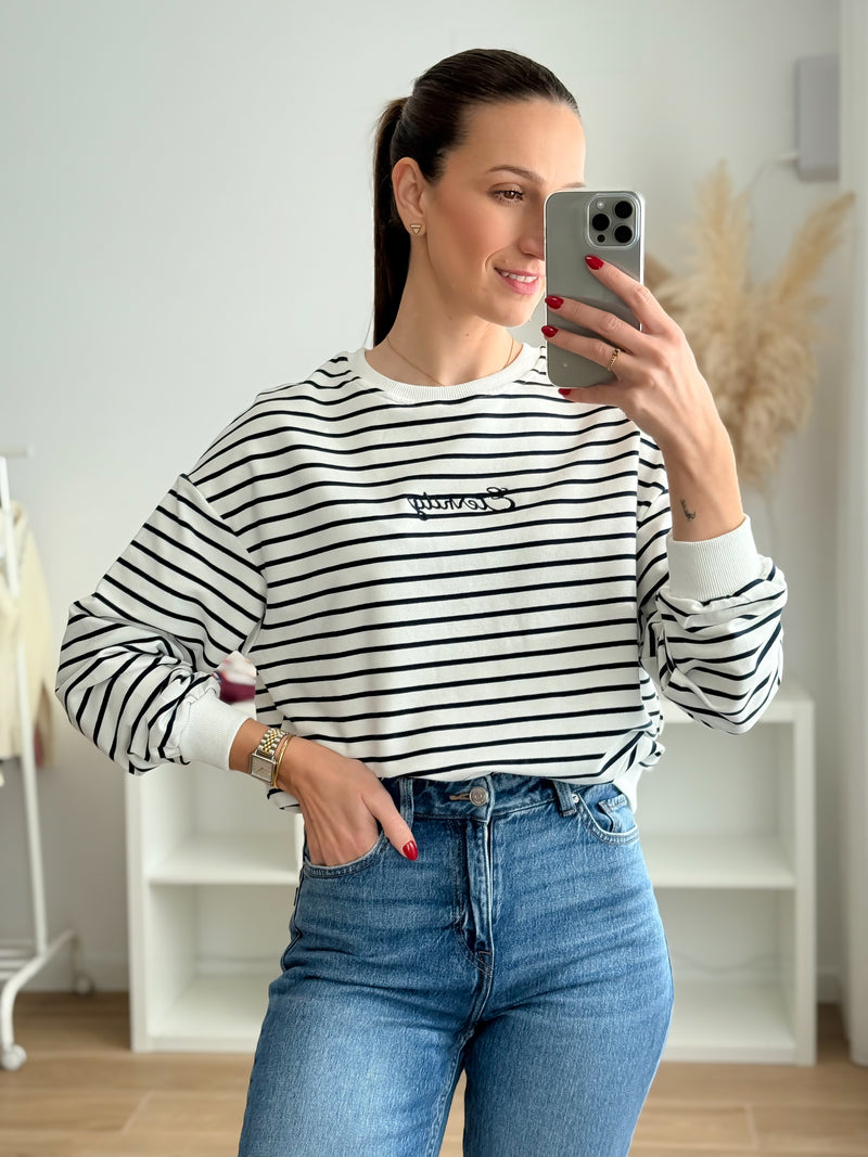 Sweat Riscas azul