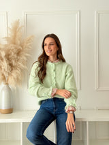 Cardigan Menta Botões Coração