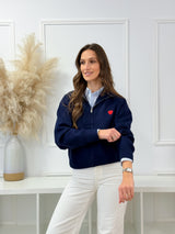 Casaco Malha Azul Coração