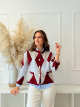 Cardigan Geométrico Bordeaux