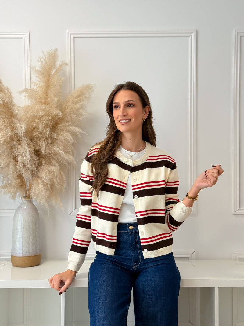 Casaco Malha Cru/Choco