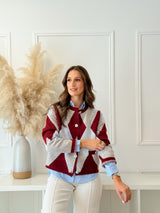 Cardigan Geométrico Bordeaux