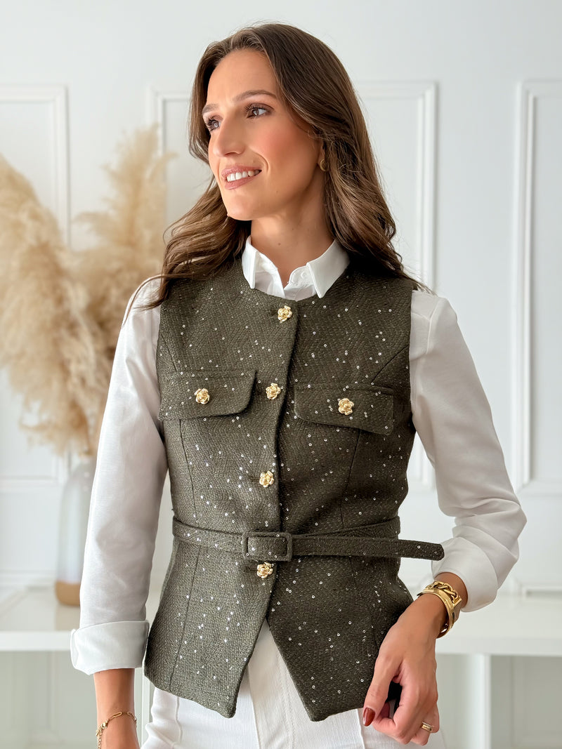 Colete Tweed Verde