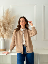 Cardigan Malha Taupe