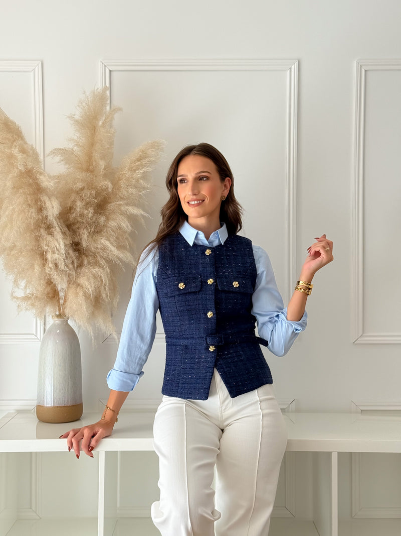Colete Tweed Azul