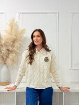 Malha Polo Trançada Bege