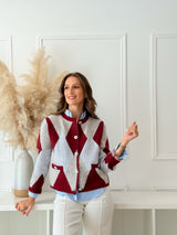 Cardigan Geométrico Bordeaux