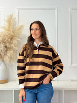 Camisola Riscas Choco/Caramelo