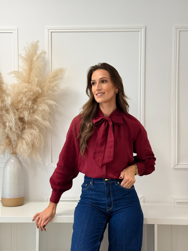 Blusa Laço Bordeaux